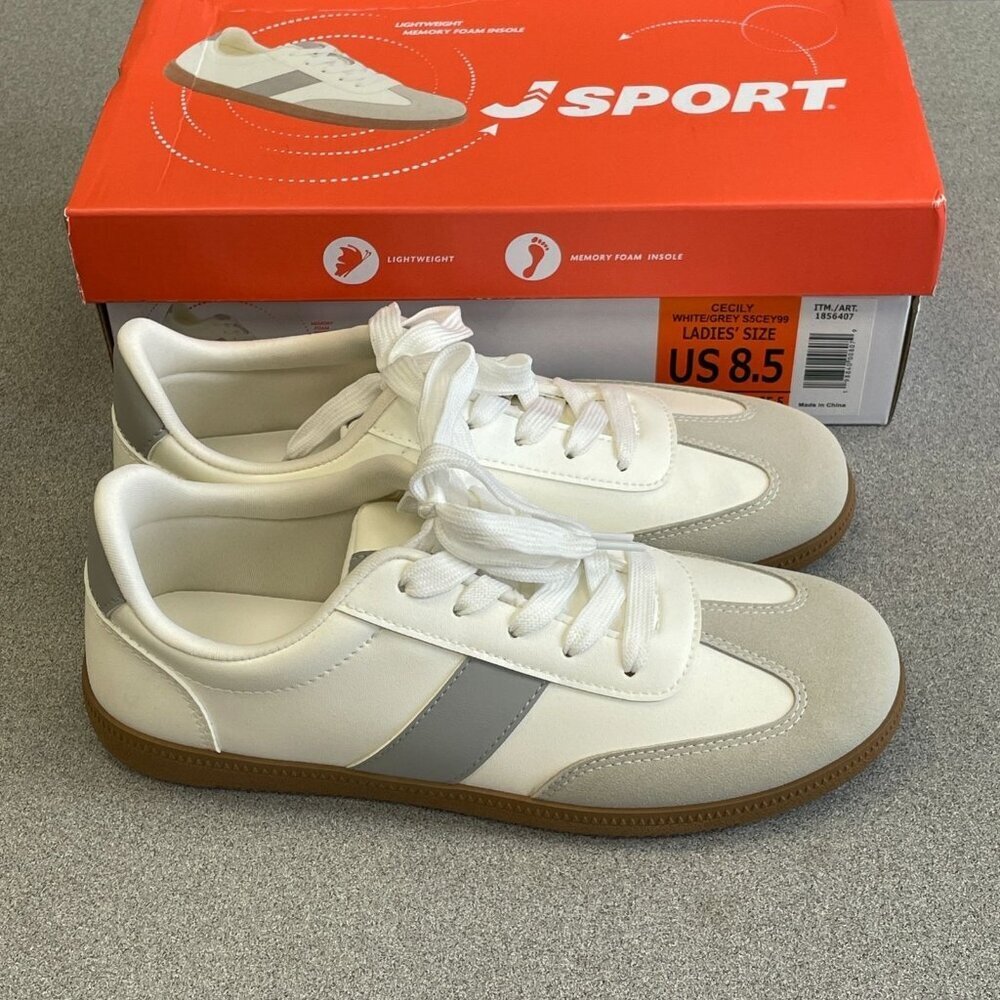 NEW J Sport Cecily Women's US 8.5 Sneakers White & Grey